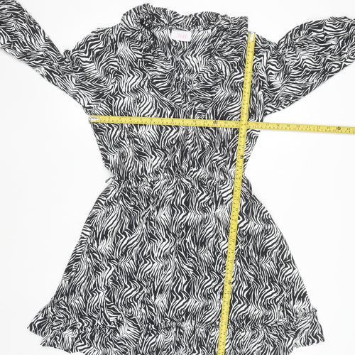 Savida Women’s Black Zebra Print Short A-Line Dress Size 10