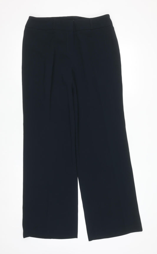 Dunnes Stores Women Navy Wide-Leg Trousers Size 12 Polyester Workwear