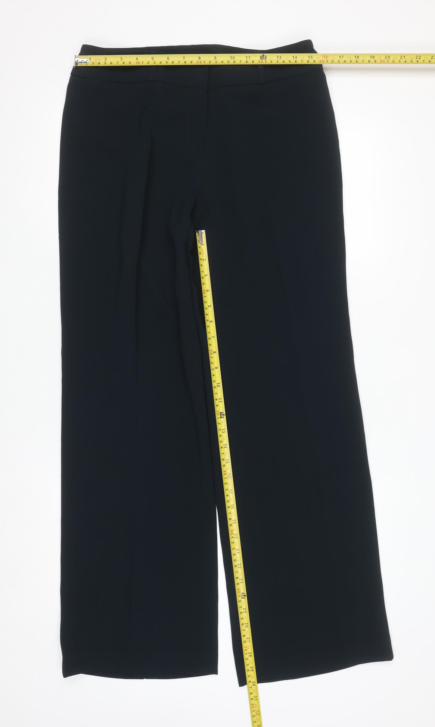 Dunnes Stores Women Navy Wide-Leg Trousers Size 12 Polyester Workwear