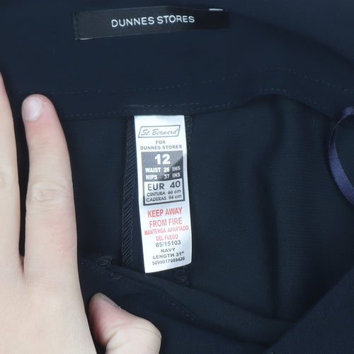 Dunnes Stores Women Navy Wide-Leg Trousers Size 12 Polyester Workwear