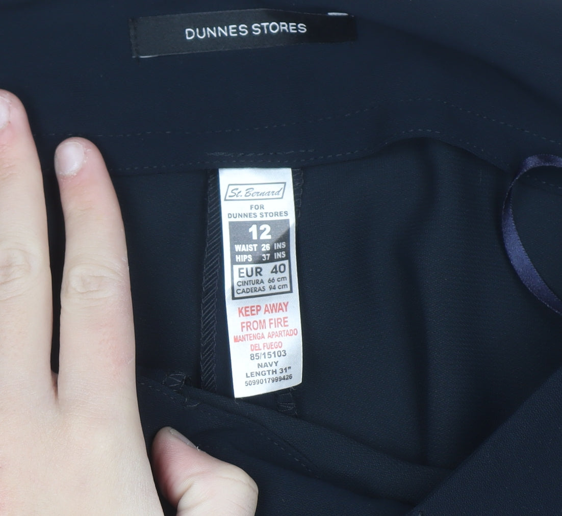 Dunnes Stores Women Navy Wide-Leg Trousers Size 12 Polyester Workwear