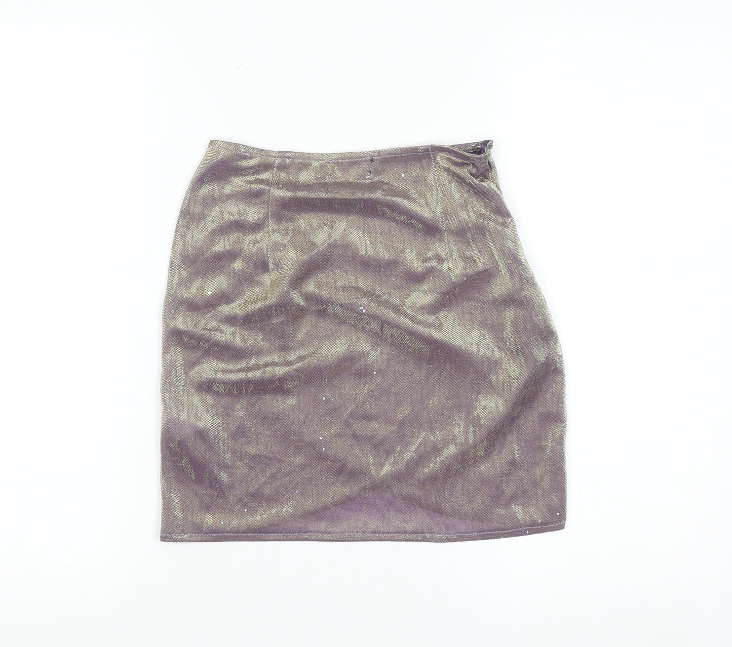 PrettyLittleThing Womens Purple Metallic Wrap Mini Skirt Size 6