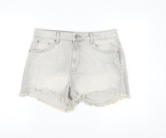 Primark Women’s Grey Cut-Off Denim Shorts Size 14