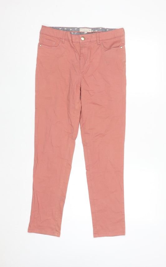 F&F Womens Pink Chino Trousers Size 10 Regular Fit Cotton Stretch