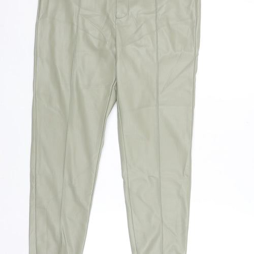 Primark Women's Green Faux Leather High Rise Tapered Trousers Size 14