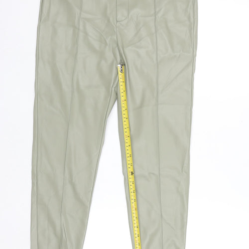 Primark Women's Green Faux Leather High Rise Tapered Trousers Size 14