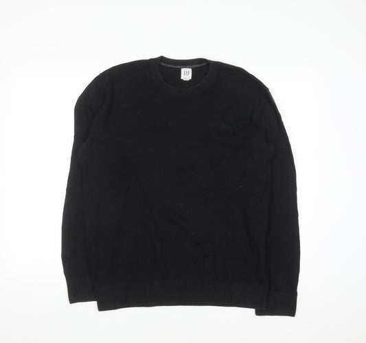 GAP Men's Black Cotton Crew Neck Pullover Jumper Size M