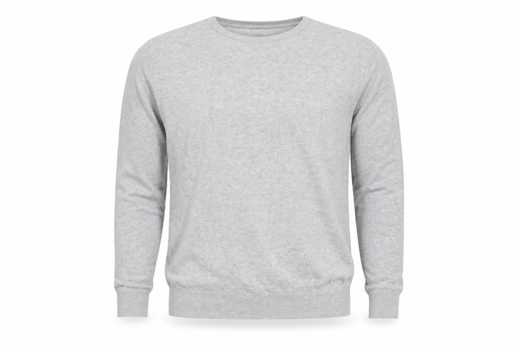 Front view of H&M Men Grey Cotton Crew Neck Long Sleeve jumper L