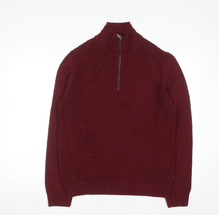 Calvin Klein Men's Red Half Zip Knit Jumper Size L