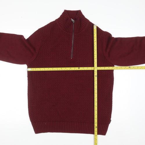 Calvin Klein Men's Red Half Zip Knit Jumper Size L