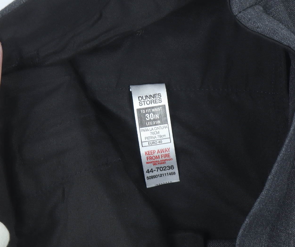 Dunnes Stores Men's Grey Regular Fit Dress Trousers 30W 31L