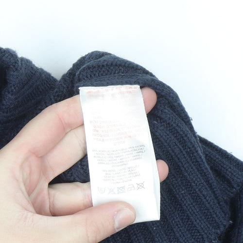 Dissident Mens Blue Chunky Knit Henley Jumper Size L