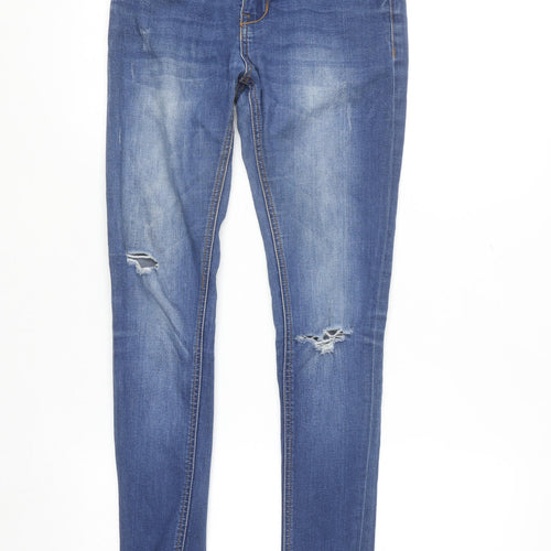 Denim Co Women's Blue Size 8 Skinny Distressed Stretch Jeans