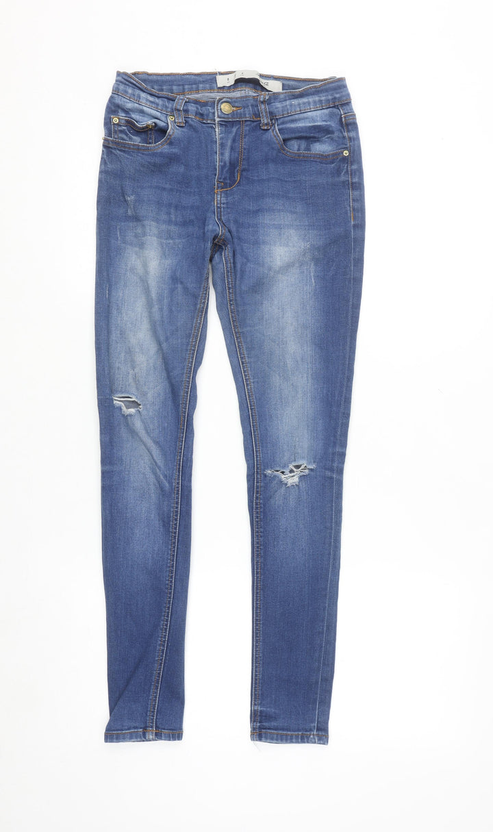 Denim Co Women's Blue Size 8 Skinny Distressed Stretch Jeans