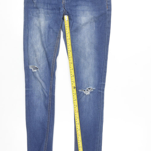 Denim Co Women's Blue Size 8 Skinny Distressed Stretch Jeans