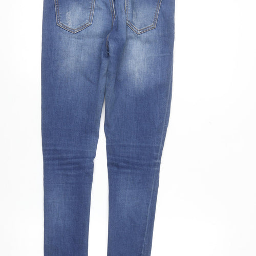 Denim Co Women's Blue Size 8 Skinny Distressed Stretch Jeans