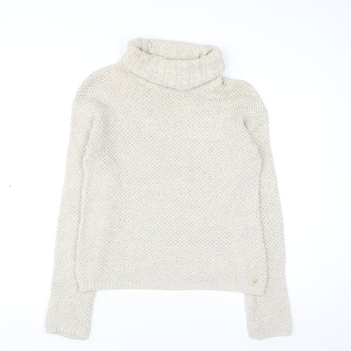 Esprit Men’s Beige Roll Neck Cable-Knit Jumper Size M