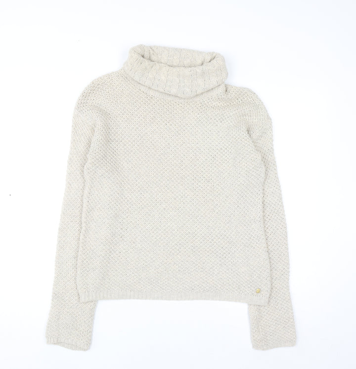 Esprit Men’s Beige Roll Neck Cable-Knit Jumper Size M