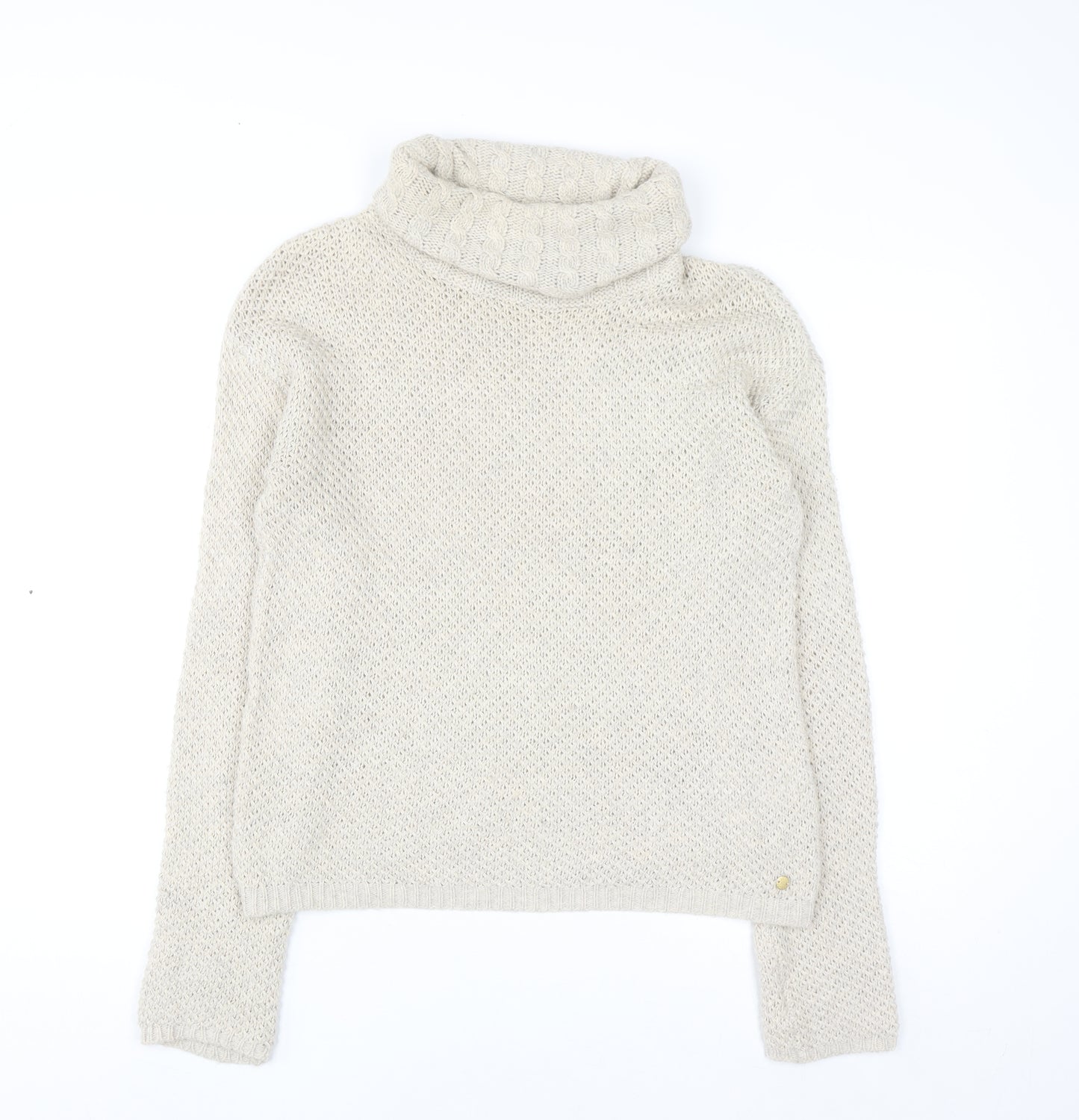 Esprit Men’s Beige Roll Neck Cable-Knit Jumper Size M