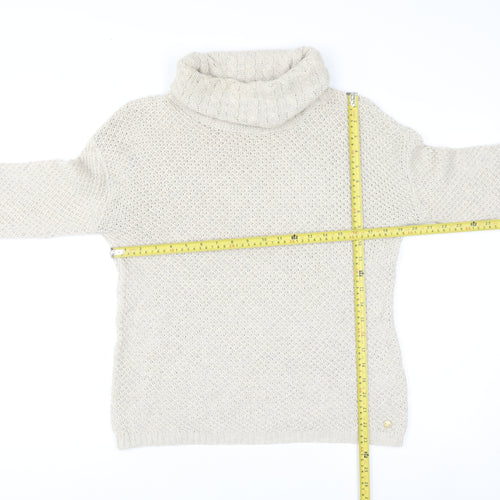 Esprit Men’s Beige Roll Neck Cable-Knit Jumper Size M