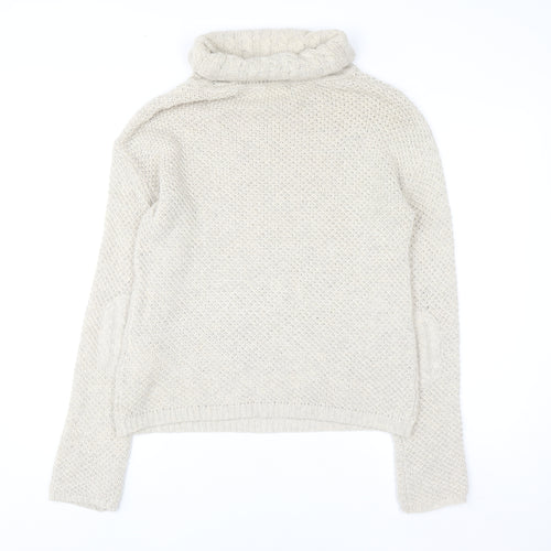 Esprit Men’s Beige Roll Neck Cable-Knit Jumper Size M