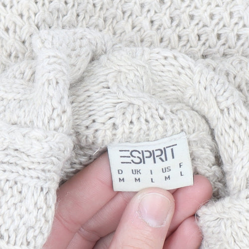 Esprit Men’s Beige Roll Neck Cable-Knit Jumper Size M