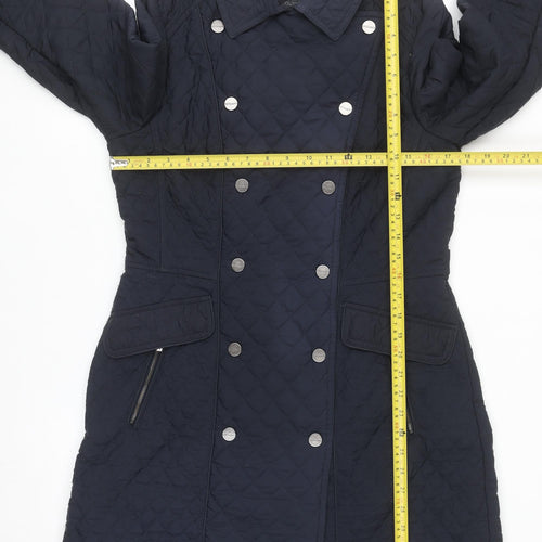 Olsen Women's Blue Quilted Mid-Length Coat Size 10