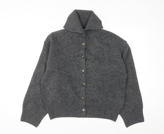H&M Womens Grey Button Front High Neck Knit Cardigan Size 12