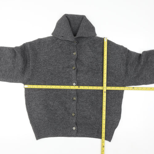 H&M Womens Grey Button Front High Neck Knit Cardigan Size 12