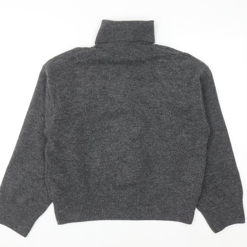 H&M Womens Grey Button Front High Neck Knit Cardigan Size 12