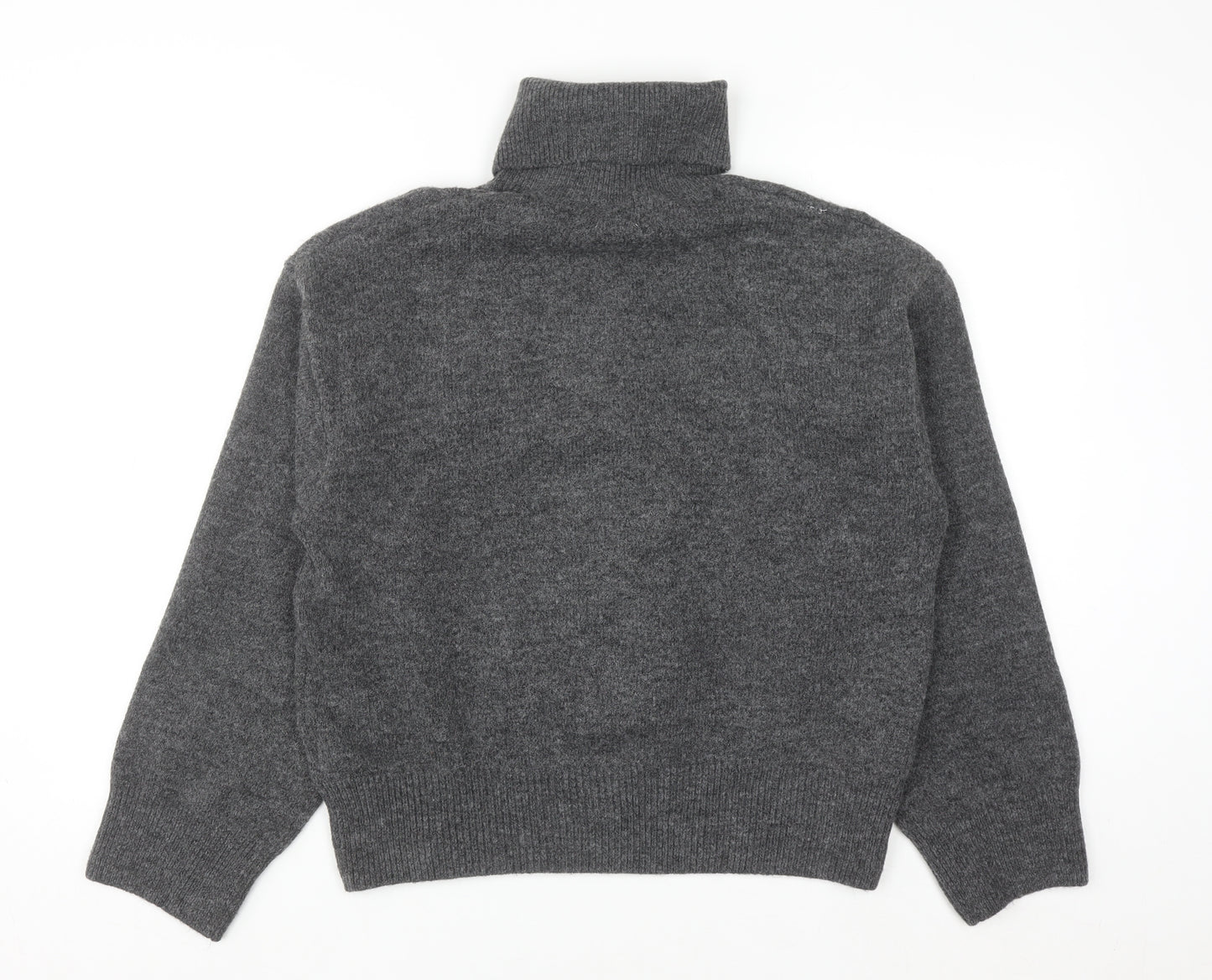 H&M Womens Grey Button Front High Neck Knit Cardigan Size 12