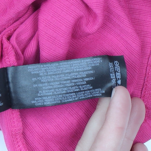 Primark Women Pink Mock Neck Cropped Long Sleeve Top Size S