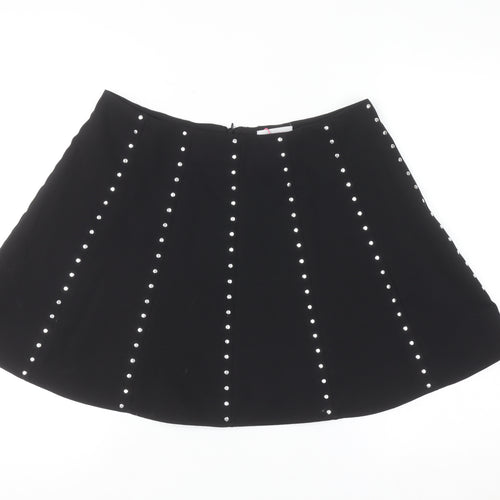 Savida Women’s Black Studded A-Line Short Skirt Size 12