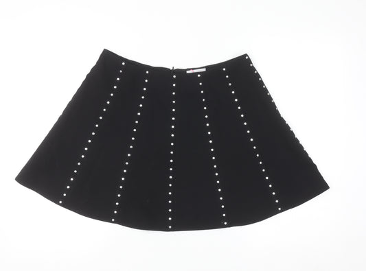 Savida Women’s Black Studded A-Line Short Skirt Size 12