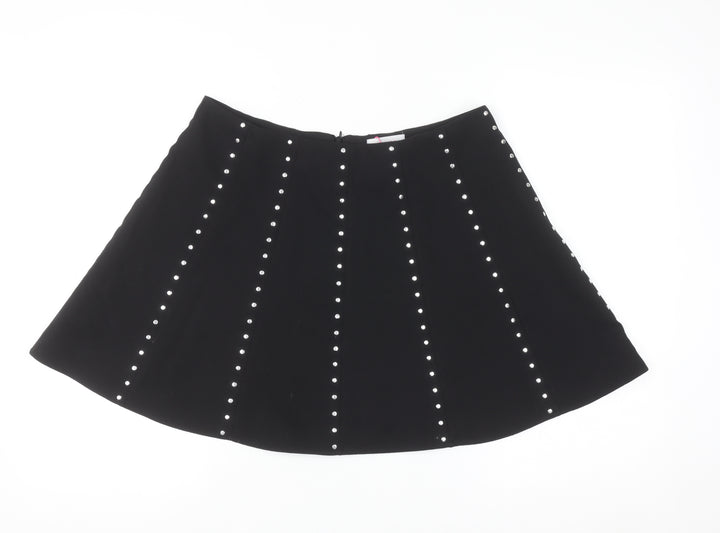 Savida Women’s Black Studded A-Line Short Skirt Size 12