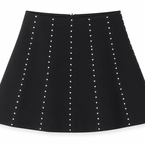 Savida Women’s Black Studded A-Line Short Skirt Size 12