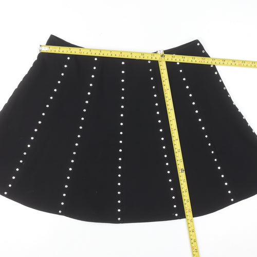 Savida Women’s Black Studded A-Line Short Skirt Size 12