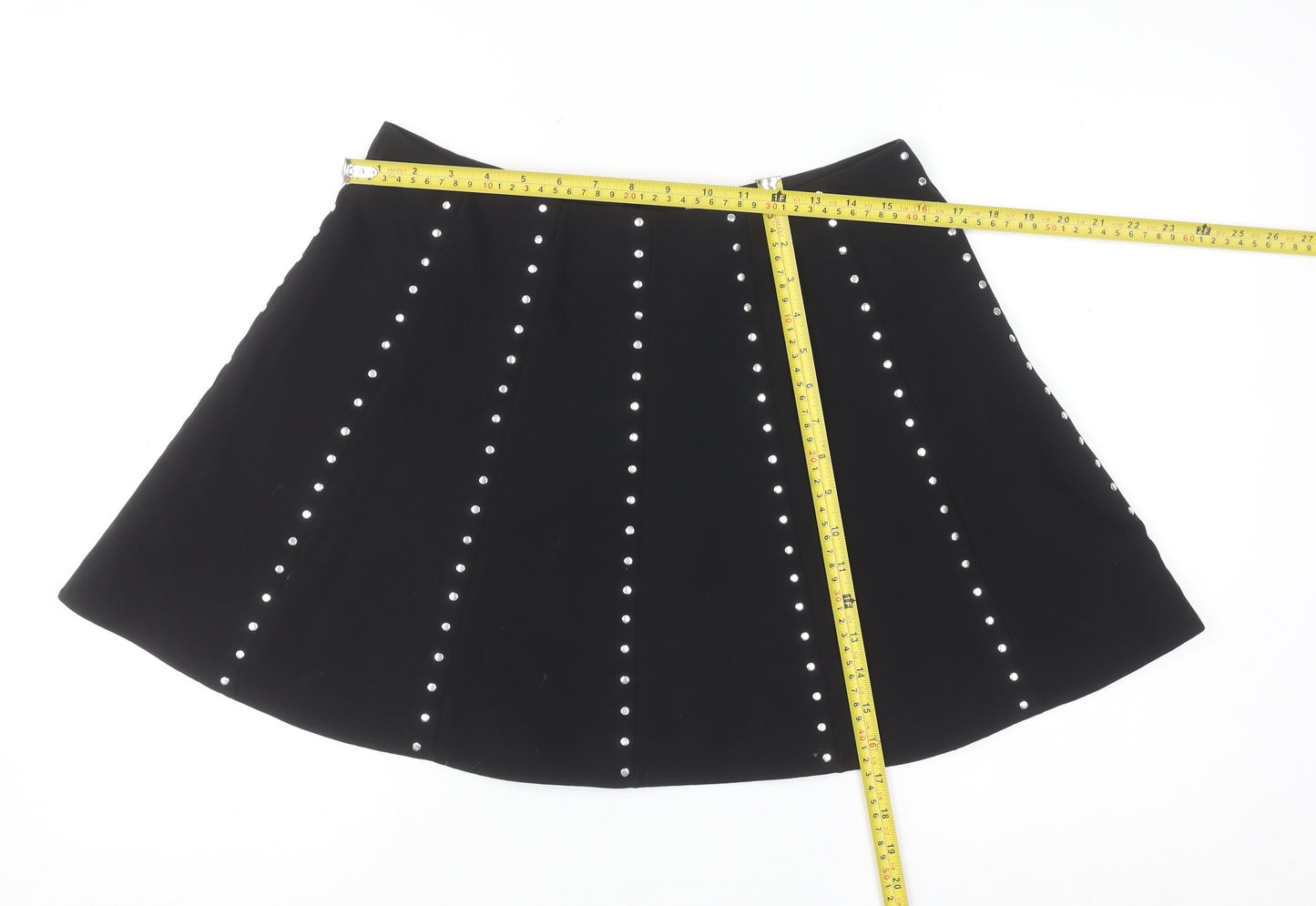 Savida Women’s Black Studded A-Line Short Skirt Size 12