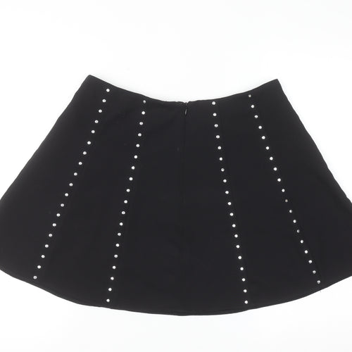 Savida Women’s Black Studded A-Line Short Skirt Size 12