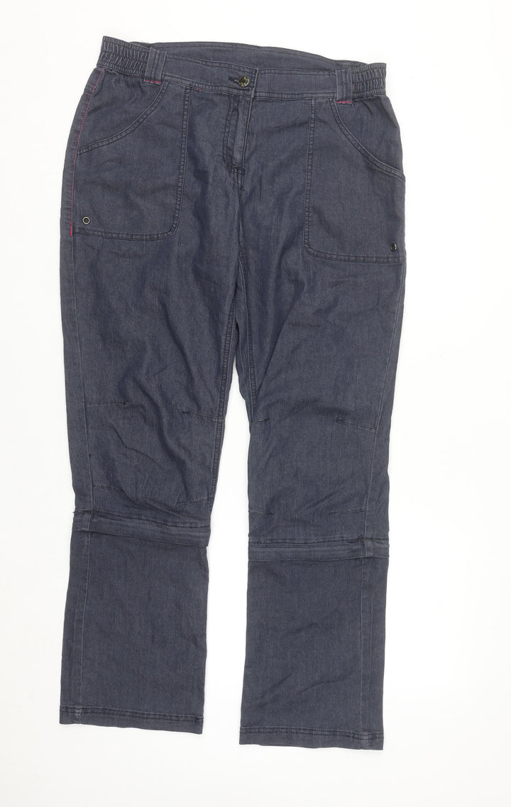 Crivit Women's Blue Cargo Trousers Size 16 Stretch Cotton Blend Outdoor
