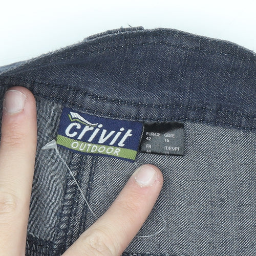 Crivit Women's Blue Cargo Trousers Size 16 Stretch Cotton Blend Outdoor