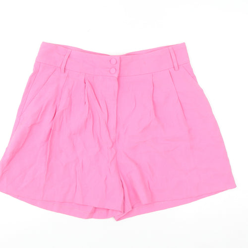 Primark Women’s Pink Paperbag Shorts Size 16 High Waist Cotton Blend