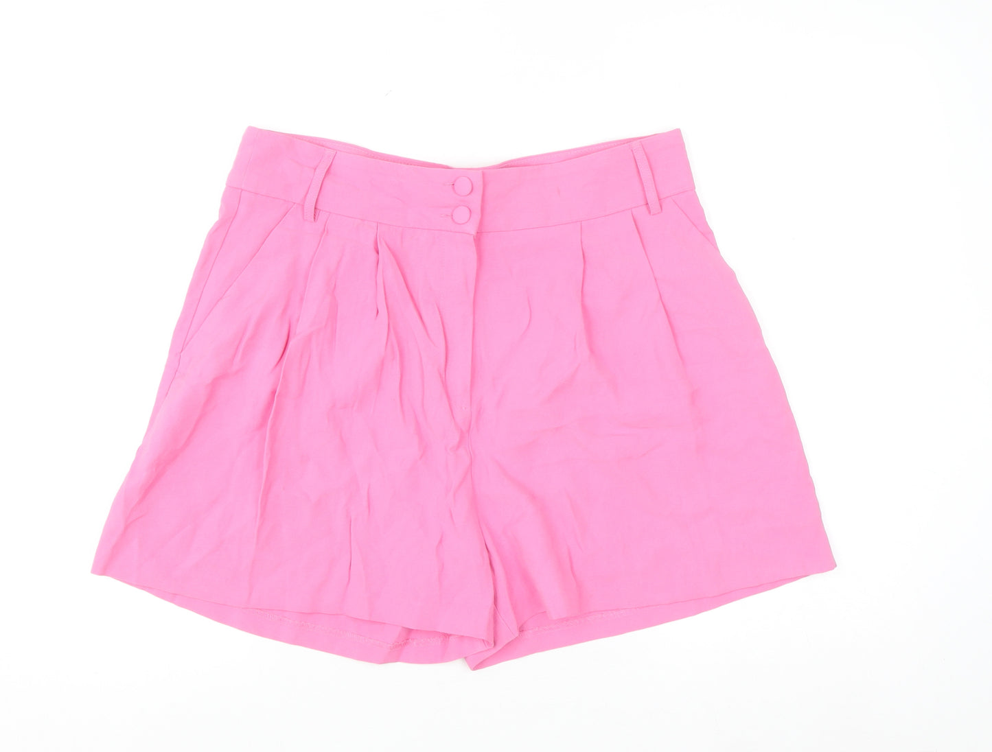 Primark Women’s Pink Paperbag Shorts Size 16 High Waist Cotton Blend