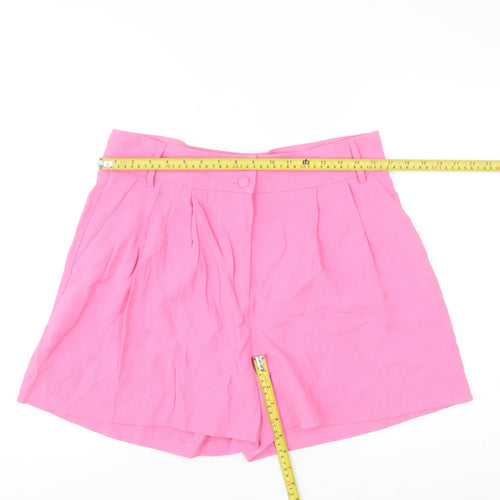 Primark Women’s Pink Paperbag Shorts Size 16 High Waist Cotton Blend