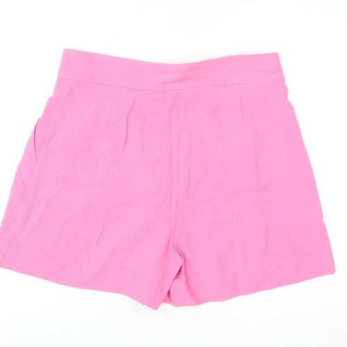 Primark Women’s Pink Paperbag Shorts Size 16 High Waist Cotton Blend