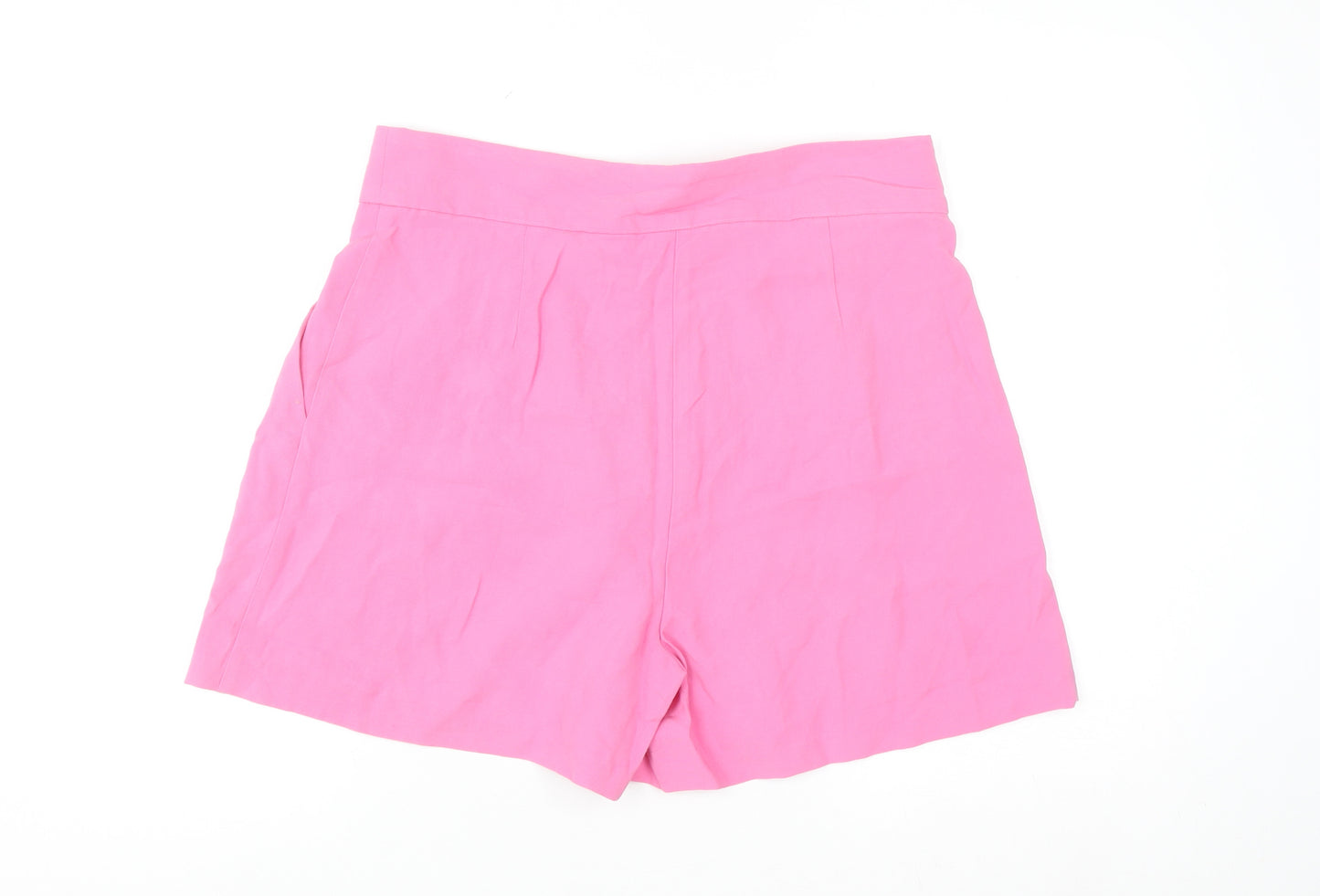 Primark Women’s Pink Paperbag Shorts Size 16 High Waist Cotton Blend