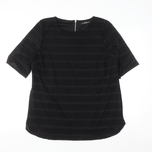Dunnes Women Black Mesh Zip Back Blouse Size 20