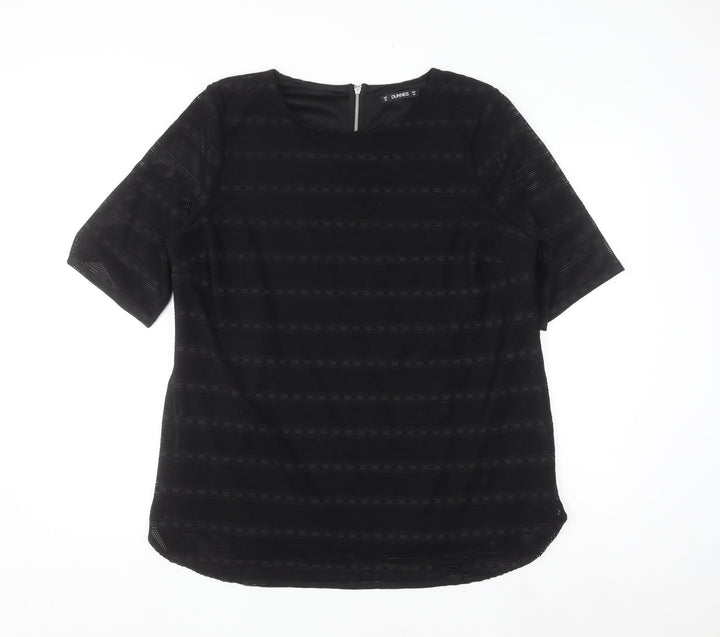 Dunnes Women Black Mesh Zip Back Blouse Size 20