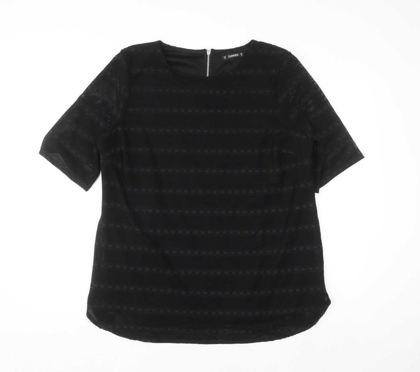 Dunnes Women Black Mesh Zip Back Blouse Size 20