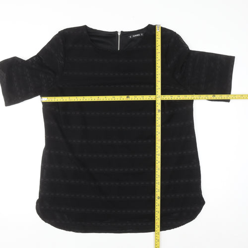 Dunnes Women Black Mesh Zip Back Blouse Size 20